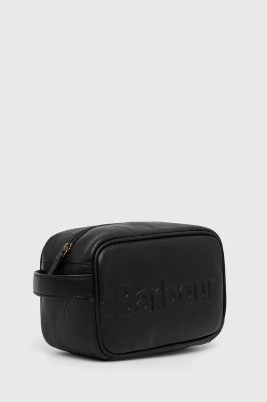 Barbour punga cosmetice Logo Leather Washbag negru