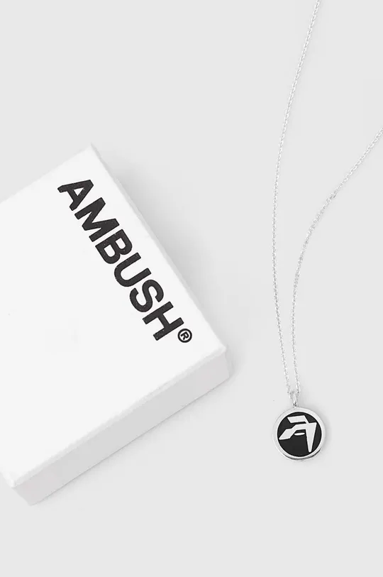 Сребърно колие AMBUSH Epoxy Amblem Charm черен