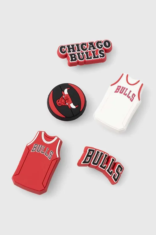 Připínačky na obuv Crocs JIBBITZ NBA Chicago Bulls 5-pack červená