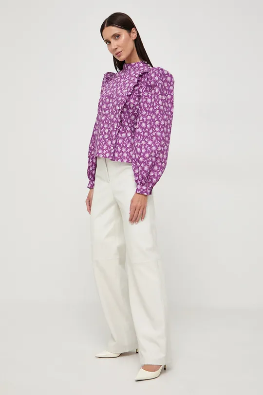 Custommade koszula bawełniana Deia fioletowy