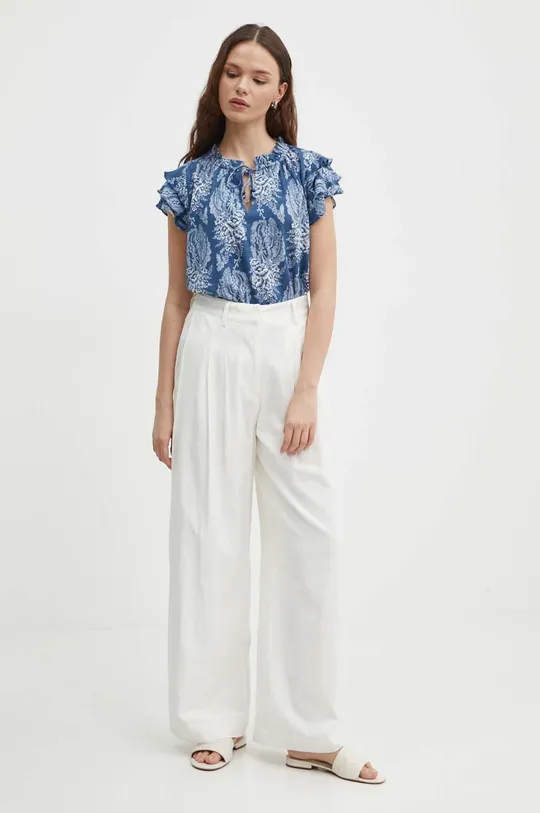 Λευκή μπλούζα Lauren Ralph Lauren μπλε