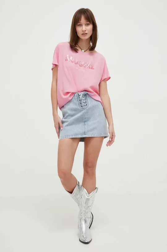 Μπλούζα με μείγμα μεταξιού Blugirl Blumarine ροζ
