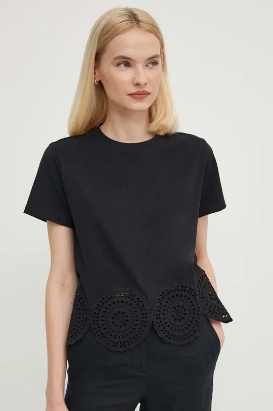 črna Bombažna kratka majica Sisley Ženski