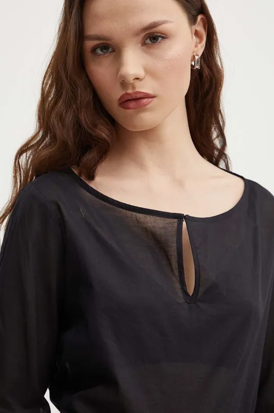 чорний Бавовняна блузка Sisley