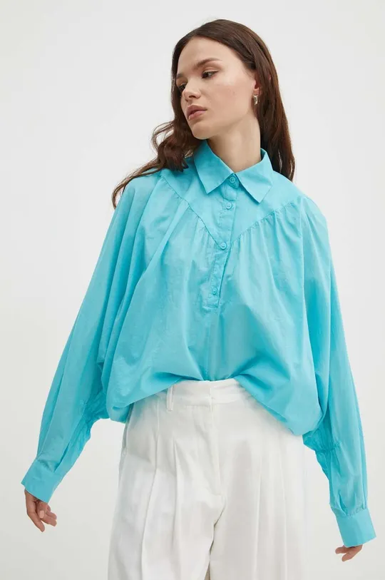 блакитний Бавовняна блузка Sisley Жіночий