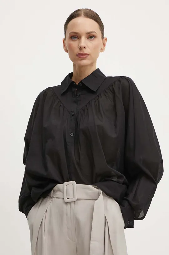 чорний Бавовняна блузка Sisley Жіночий