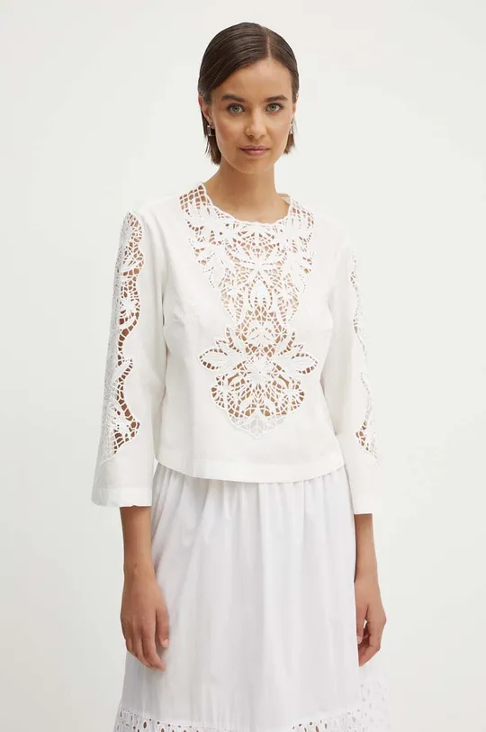 білий Бавовняна блузка Sisley