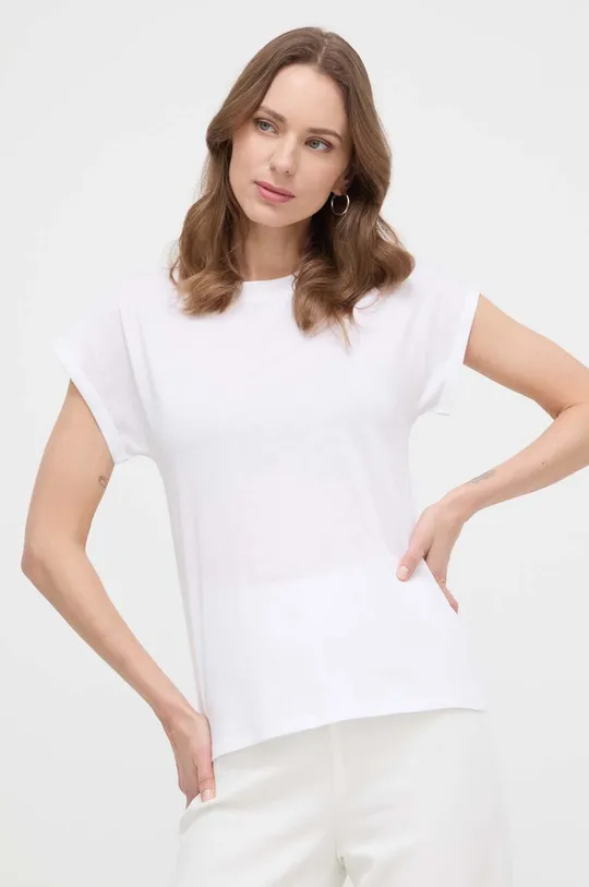 biały Marella t-shirt bawełniany Damski