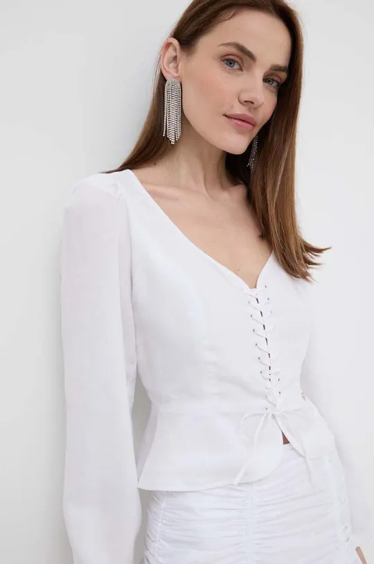 λευκό Μπλούζα με μείγμα από λινό Guess FEDERICA Γυναικεία