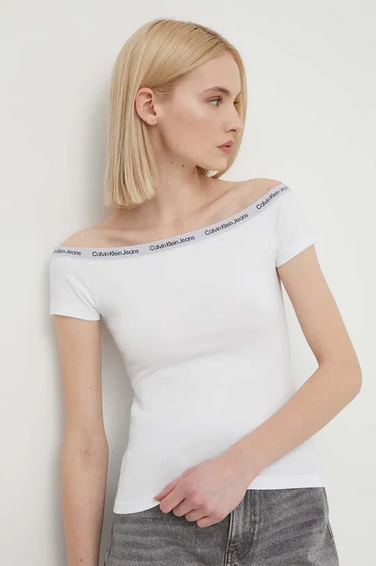 bijela Majica kratkih rukava Calvin Klein Jeans Ženski