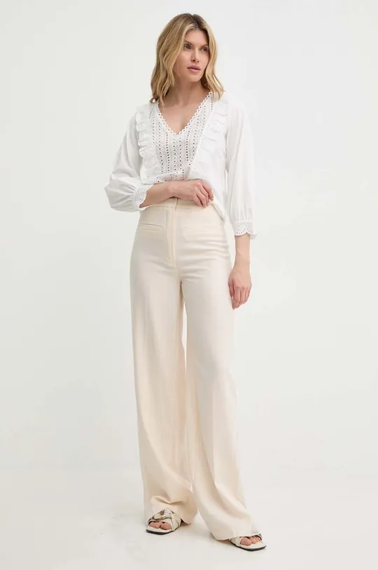 Βαμβακερή μπλούζα Morgan TAROSA λευκό