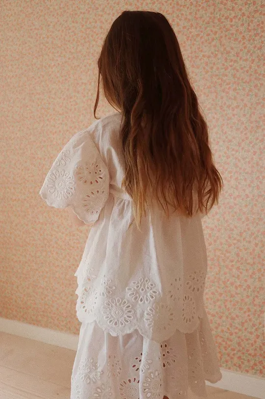 белый Детская хлопковая блузка Konges Sløjd Для девочек