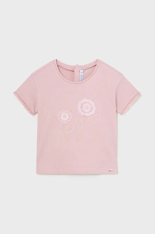 różowy Mayoral t-shirt bawełniany niemowlęcy Dziewczęcy