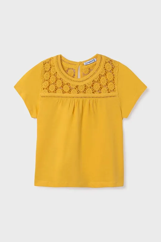 rumena Otroška bombažna majica Mayoral Dekliški