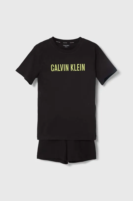 crna Dječja pamučna pidžama Calvin Klein Underwear Za dječake