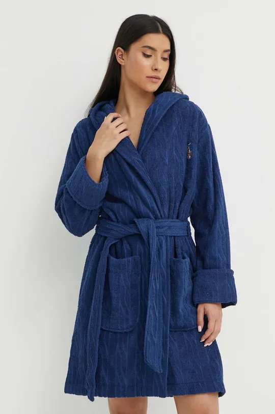 тёмно-синий Хлопковый халат Polo Ralph Lauren