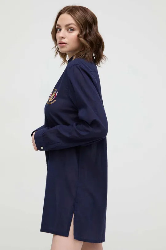 Бавовняна піжамна сорочка Lauren Ralph Lauren темно-синій