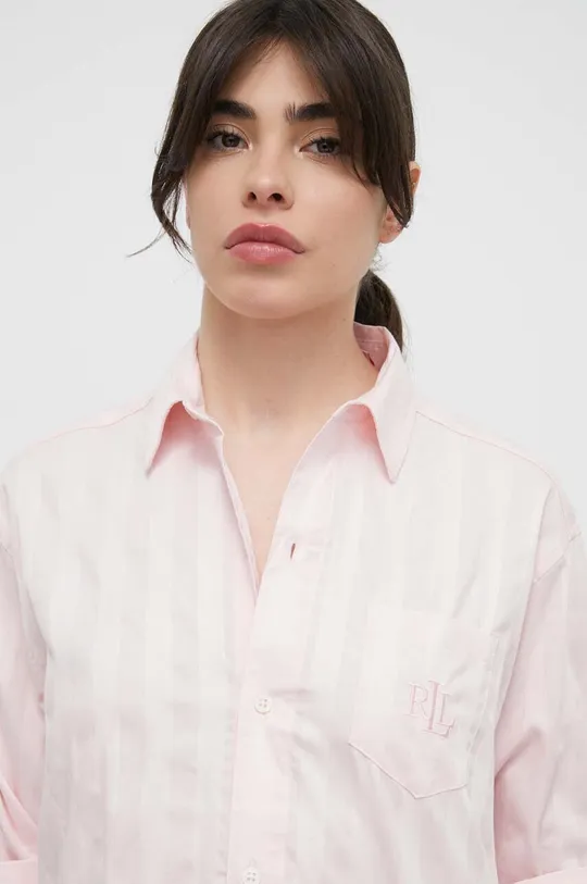 Bavlnená nočná košeľa Lauren Ralph Lauren ružová