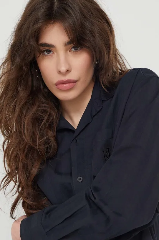 čierna Bavlnená nočná košeľa Lauren Ralph Lauren