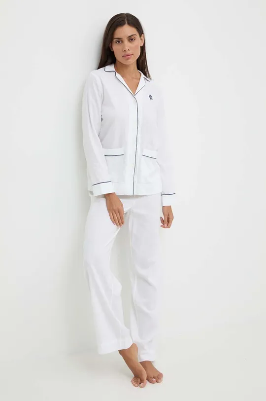 bijela Lanena pidžama Lauren Ralph Lauren Ženski