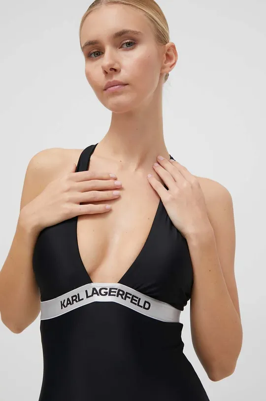 czarny Karl Lagerfeld jednoczęściowy strój kąpielowy