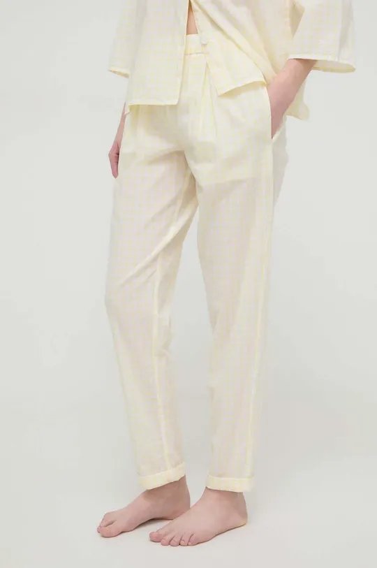 żółty United Colors of Benetton spodnie piżamowe bawełniane Damski