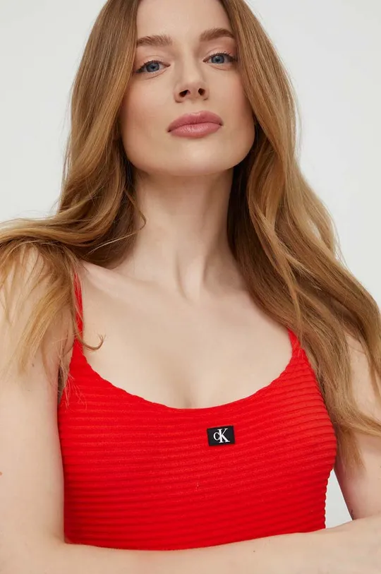 rdeča Enodelne kopalke Calvin Klein