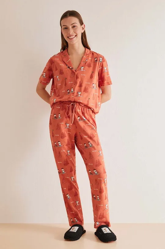 oranžová Bavlnené pyžamo women'secret Snoopy Dámsky