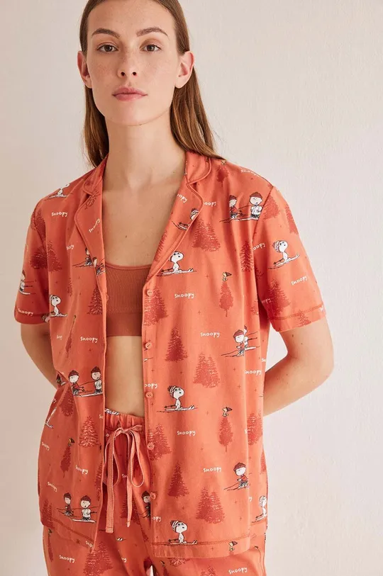 Βαμβακερές πιτζάμες women'secret Snoopy πορτοκαλί