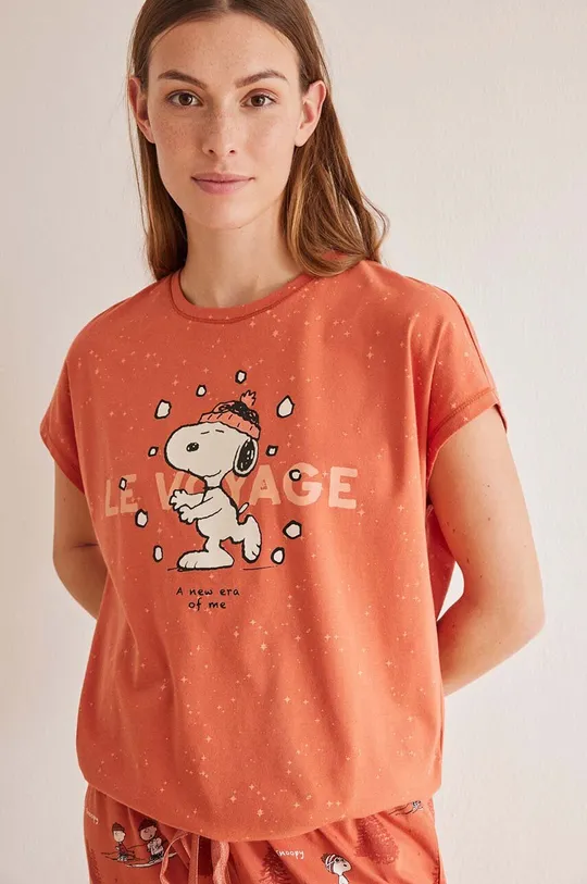 Bavlnené pyžamo women'secret Snoopy oranžová