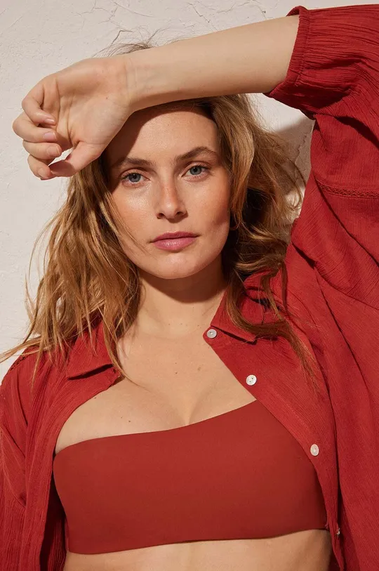 women'secret koszula plażowa bawełniana PERFECT BEACH SETS czerwony