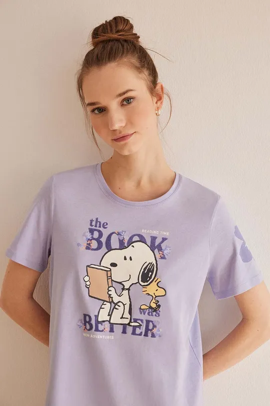 Bavlnená nočná košeľa women'secret Snoopy fialová