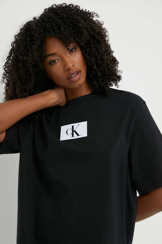 črna Bombažna spalna srajca Calvin Klein Underwear