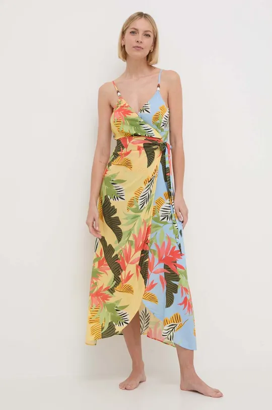 Desigual sukienka plażowa TROPICAL LEAVE multicolor