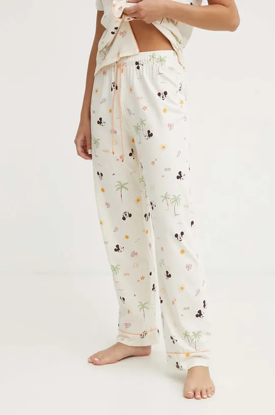 beżowy women'secret piżama bawełniana Mickey x Disney