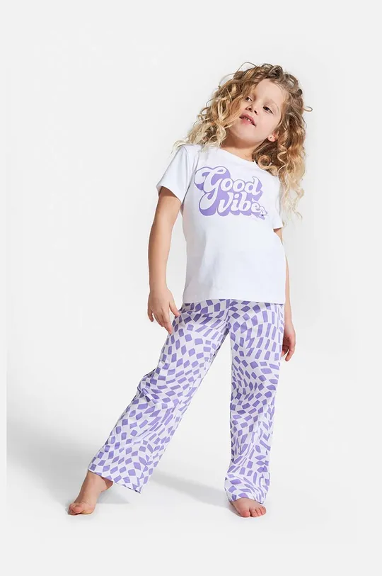 vijolična Otroška bombažna pižama Coccodrillo Dekliški