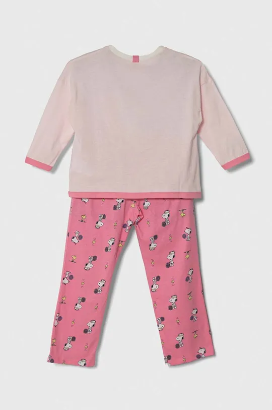 Dječja pamučna pidžama United Colors of Benetton x Snoopy roza