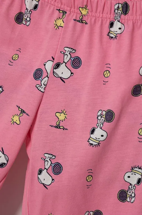 różowy United Colors of Benetton piżama bawełniana dziecięca x Snoopy