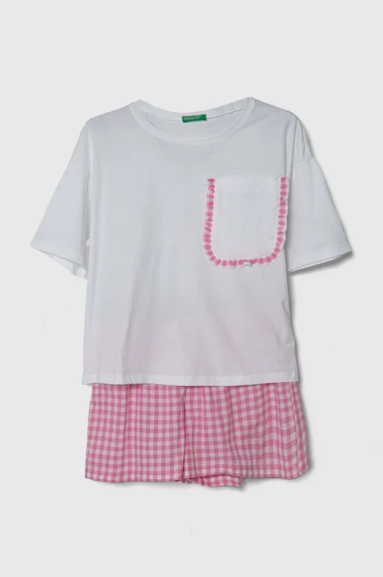 biela Detské bavlnené pyžamo United Colors of Benetton Dievčenský
