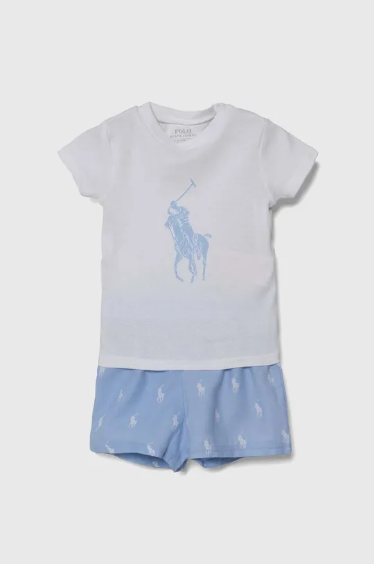 modra Otroška bombažna pižama Polo Ralph Lauren Dekliški