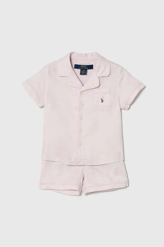 roza Dječja pamučna pidžama Polo Ralph Lauren Za djevojčice