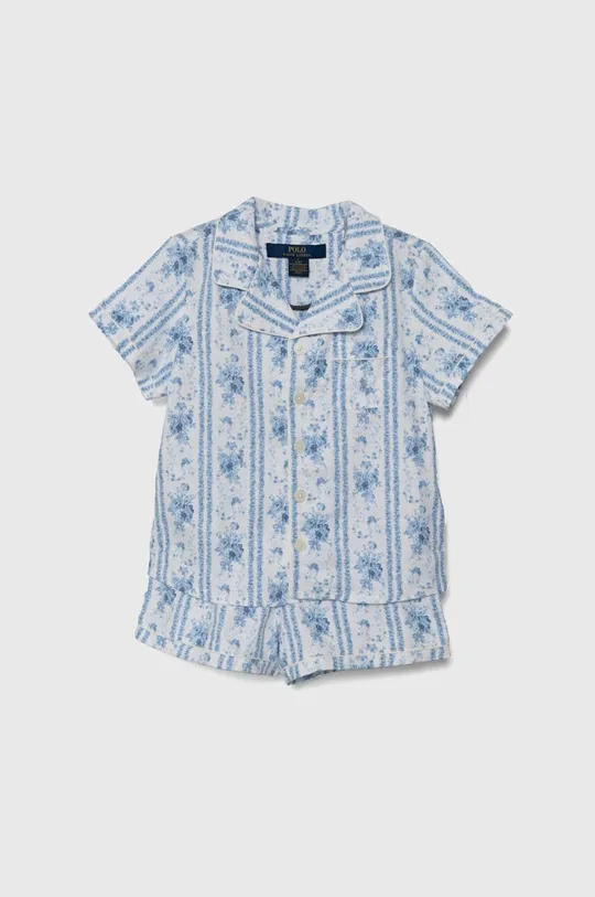 modra Otroška bombažna pižama Polo Ralph Lauren Dekliški