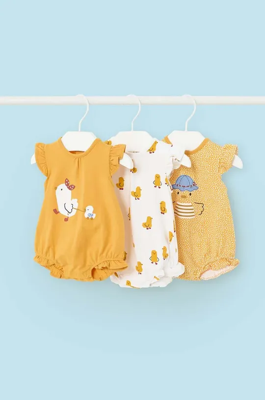 żółty Mayoral Newborn body niemowlęce 3-pack Dziewczęcy