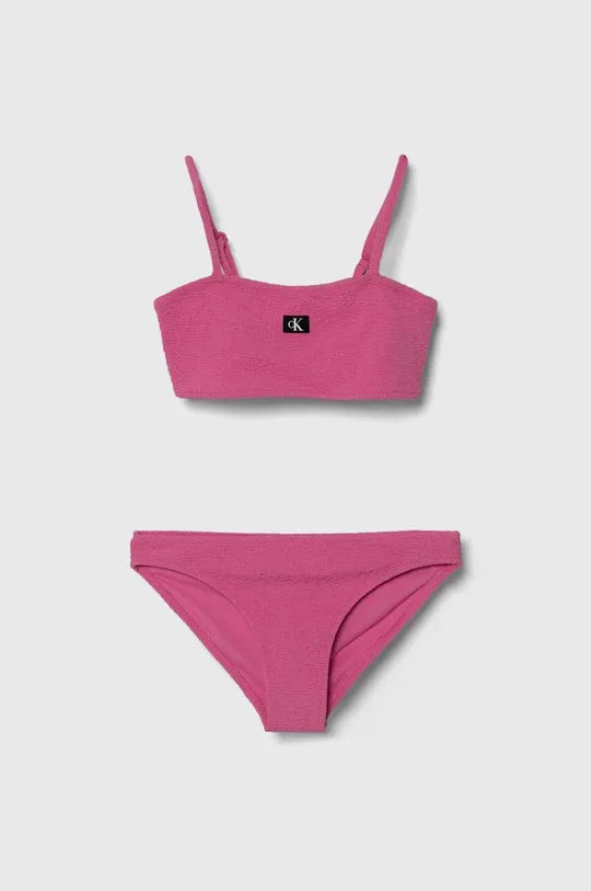 roza Dječji dvodijelni kupaći kostim Calvin Klein Jeans Za djevojčice
