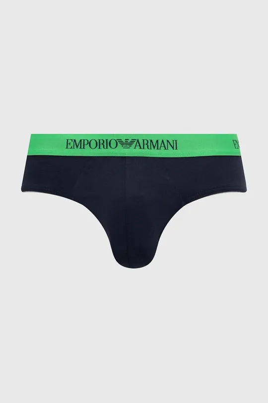 Pamučne slip gaćice Emporio Armani Underwear 3-pack zelena
