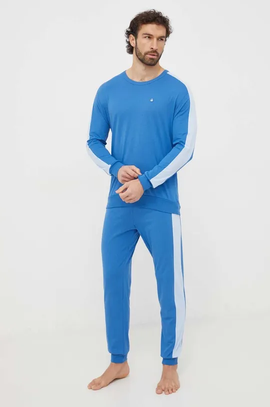modrá Bavlnené pyžamo United Colors of Benetton Pánsky