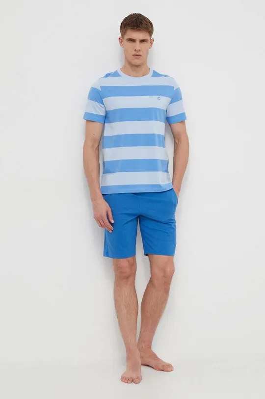 Pamučna pidžama United Colors of Benetton plava