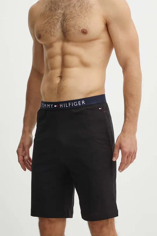 Бавовняні піжамні шорти Tommy Hilfiger чорний