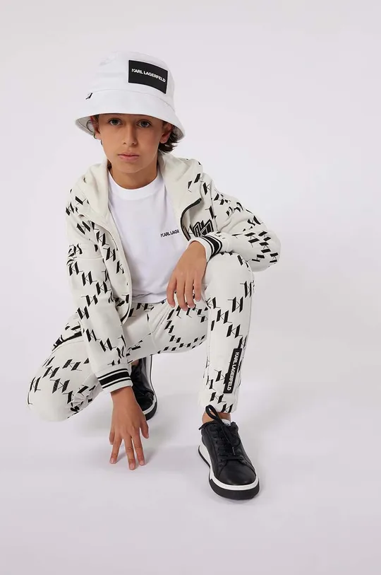 бежевый Детская хлопковая кофта Karl Lagerfeld Для мальчиков