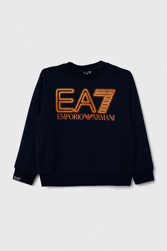mornarsko modra Otroški bombažen pulover EA7 Emporio Armani Fantovski